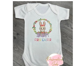 Personalised 1st Easter | Baby Vest | 1st Easter | Cute Bunny | Cotton | Easter 2023