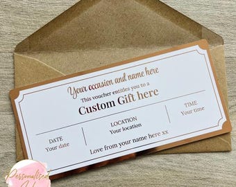 Fully customisable Foil Ticket – Personalised Gift Voucher Customisable | Luxury Foil Finish | Perfect Gift for Any Occasion