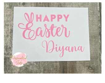 Happy Easter Bunny Personalised Decal Easter Decals Bunny Decals Easter Crafts