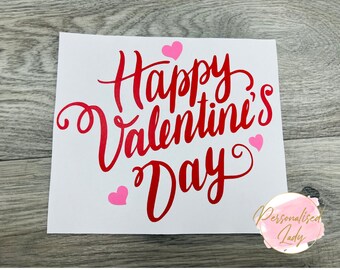 Happy Valentines Day Decal | Valentines Day Decal| Red and Pink Decal