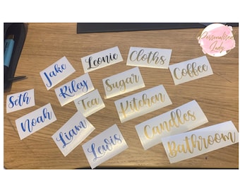 Personalised Sticker Labels, Custom Vinyl Decal Words, Choose Font Colour and Words