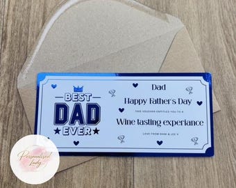 Personalised Father’s Day Ticket Voucher Card | Foil Best Dad Ever Gift Ticket | Custom Experience Gift for Dad