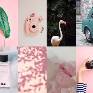 Wall Collage Kit with Dreamy Pink and Mint Green Aesthetic / Digital Download for Pink Wall Collage Kit Aesthetic VSCO