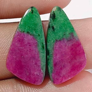 Fancy Ruby in Zoisite Pair Cabochon, Natural Loose Gemstone (12x24x4mm, 25.90Cts)