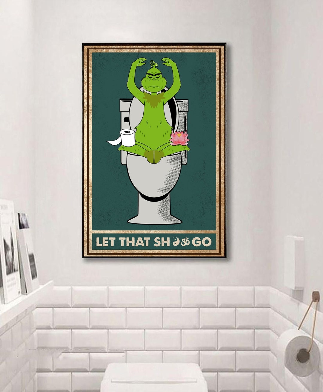 Grinch Bathroom Restroom Toilet Poster/canvas, Vintage the Grinch ...
