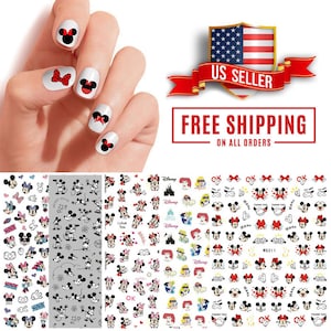 Nail Stickers Nail Art Decal Waterproof Cool Cute Cartoon Mouse Heart