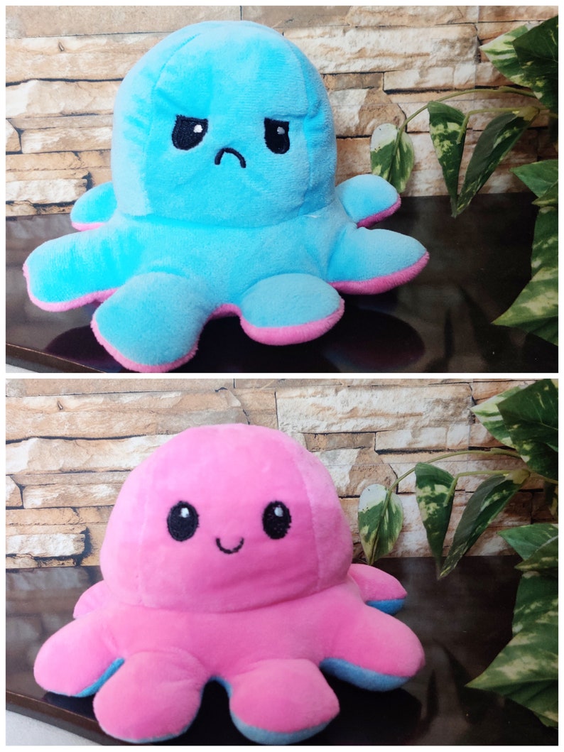 REVERSIBLE OCTOPUS PLUSH Emotion Octopus Plushie TikTok Etsy