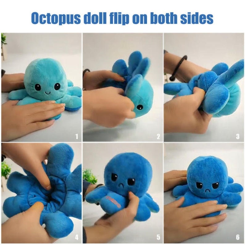 REVERSIBLE OCTOPUS PLUSH Emotion Octopus Plushie TikTok Etsy