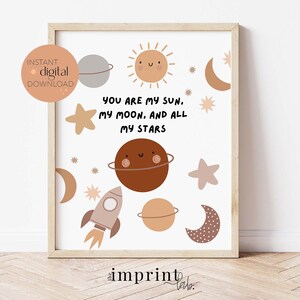 Printable Space Print, DIGITAL DOWNLOAD, Neutral Nursery Decor, PRINTABLE art, Space Themed Nursery, Toddler Room Decor, Outer Space Prints