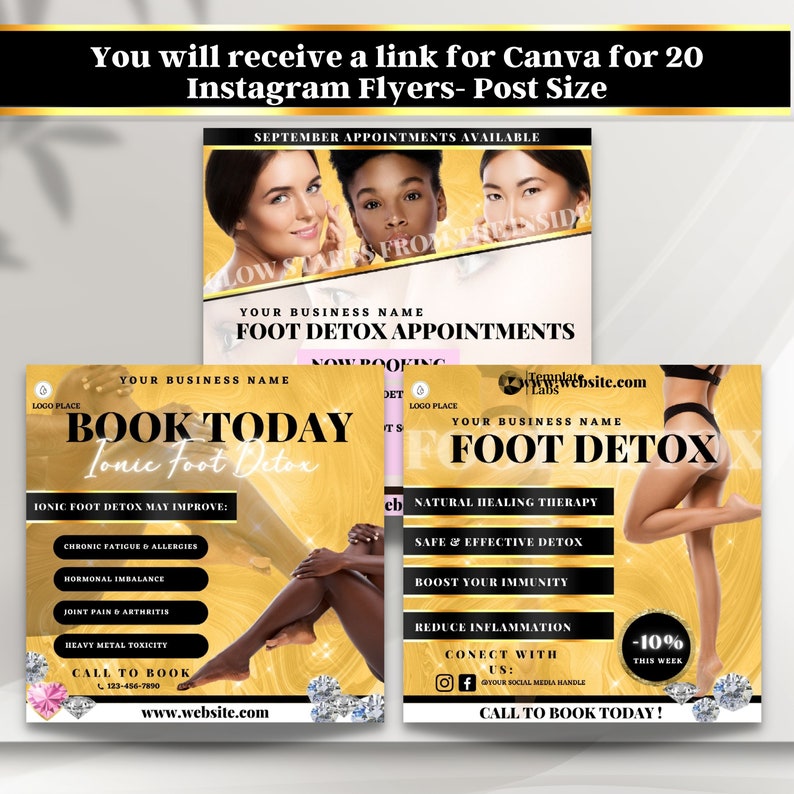 Ionic Foot Detox, Ionic Foot Bath, Social Media Flyer, Instagram Posts