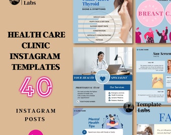 Medical Instagram, Health Instagram Templates, Medical Marketing Template, Medical Clinic, Primary Care Templates, Canva Templates