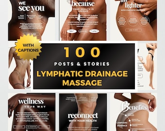 Lymphatic Drainage Massage Flyers, Manual Lymphatic Drainage Templates, Lymphatic Massage Flyers,  Lymphatic System, Instagram Templates