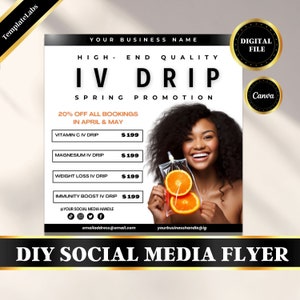 IV Therapy Instagram, IV Drip Template, Iv Drip Flyer, Spring Sale Flyer, Spring Flyer Canva, Edit in Canva, Instagram Flyer, DIY File