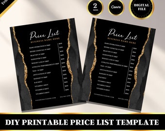 IV Hydration Template, Printable Price List Template, IV Drip Hydration, Editable Price List, Canva Printable, DIY Template, Digital File