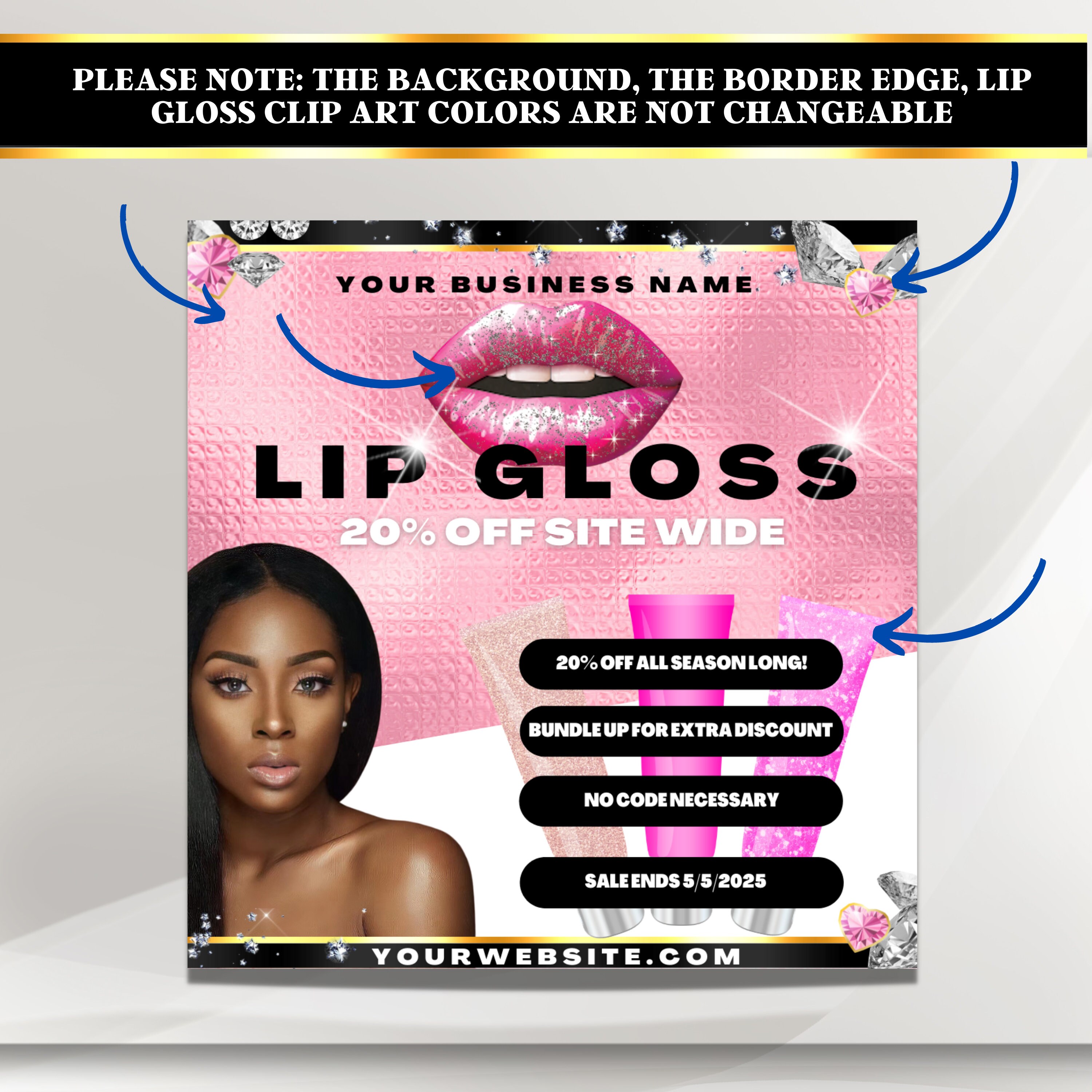 Lip Gloss Flyer, Lip Gloss Template, Lip Gloss Business, E Flyer