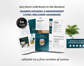 Shared Housing  Brochure Template, Shared Housing Independent Living Flyer Template, Independent Living House Rules, Canva Template