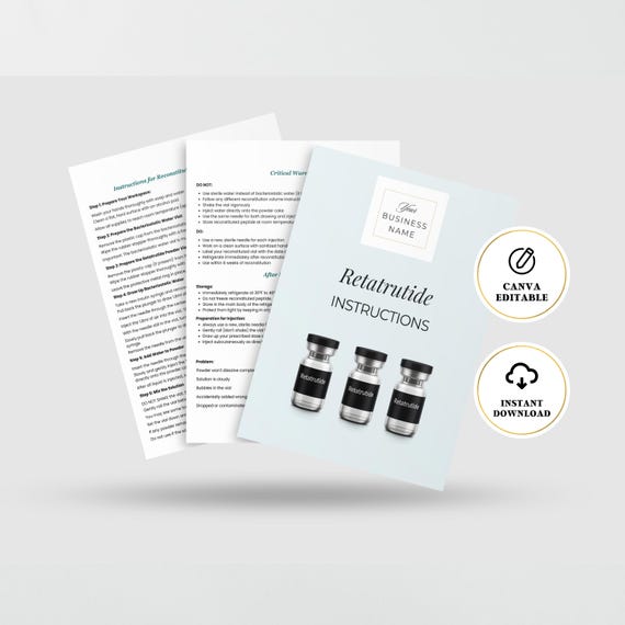 retatrutide guide Retatrutide Instructions, Retatrutide Info Card, Peptide Patient Handout,  Peptide Information, Medspa Patient Education Template, Canva DIY