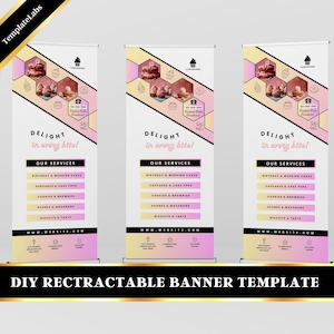 Retractable Banner Bakery, Bakery Banner, Bakery Template, Roll Up Banner, Event Banner, Fully Editable Template, DIY File, 30 x 80 inches