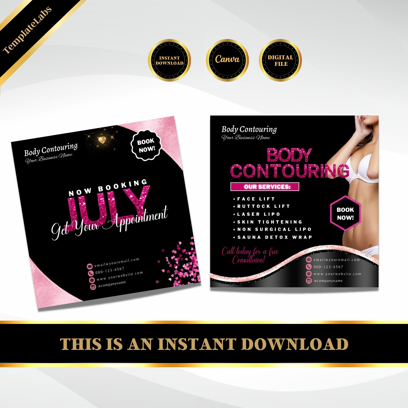 Body Contour Flyer Body Contour Instagram Post Body Etsy