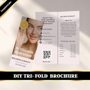 IV Vitamin Therapy Marketing, IV Drip Business, DIY Template, Iv Therapy, Trifold Brochure Template, Printable Template, Digital File