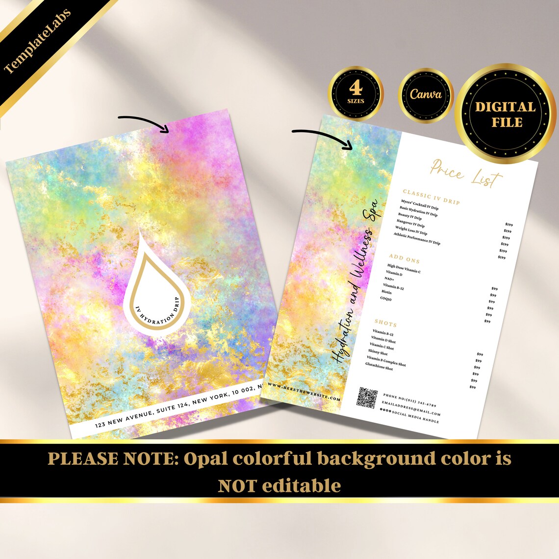 IV Hydration Template IV Therapy Flyer Price List Template Etsy