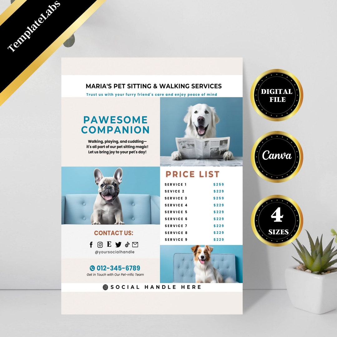Rover Average Cost For Pet Sitting Dog Walker Flyer, Pet Sitting