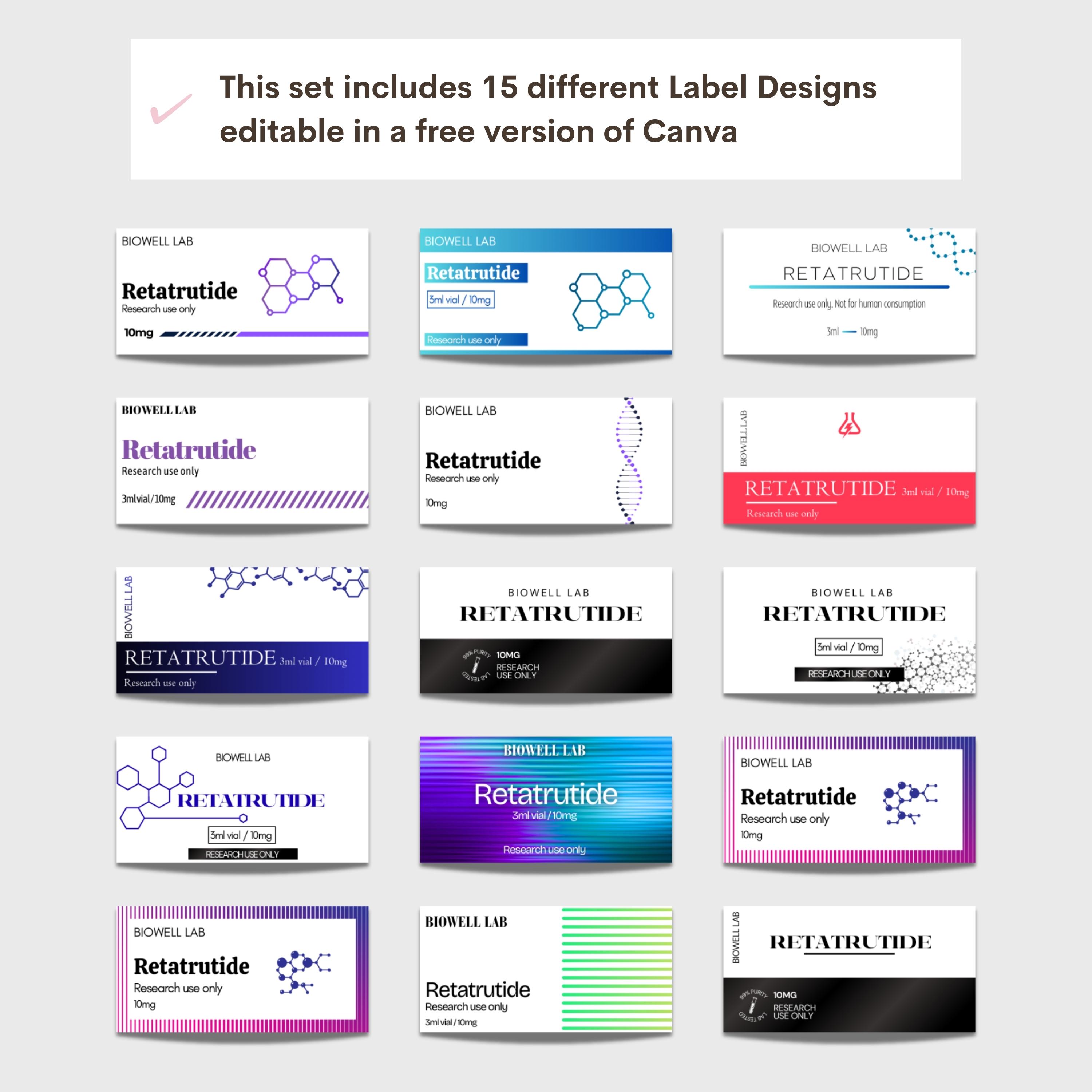 Reta Label Reta Label Template, Vial Label Template, Printable Label, Editable ...