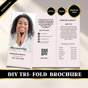 Microneedling Brochure, Microneedling Template, Tri Fold Brochure Template, Editable Brochure, Printable File, Edit in Canva, DIY File