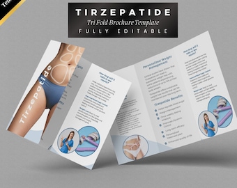 Broschüre zur Gewichtsabnahme, Flyer zur Gewichtsabnahme, dreifache Broschüre, druckbare Vorlage, bearbeitbare Canva-Vorlage, DIY-Broschüre
