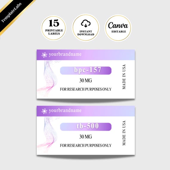 take bpc 157 on empty stomach Pep Label Template, Printable Label, Niimbot Labels, Canva Label, Editable  Label Bundle, Printable Label Template, 2 Sizes