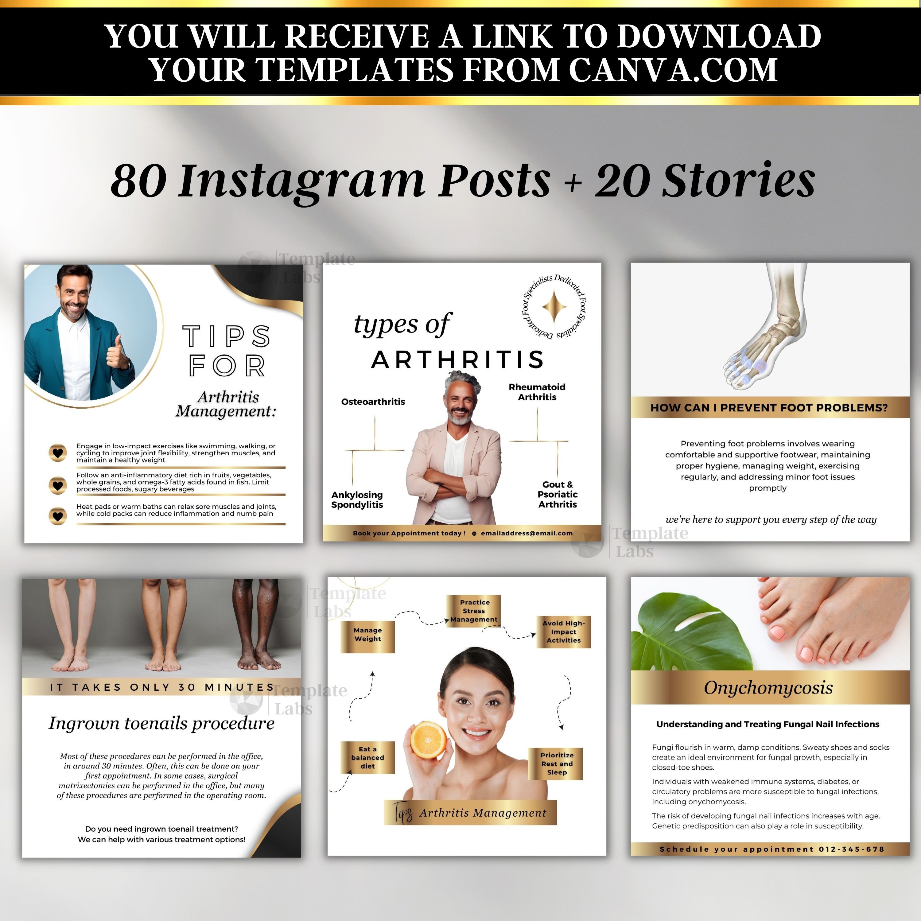 Podiatry Instagram Template, Podiatrist Instagram Marketing, Editable