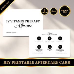 IV Hydration Printable, IV Therapy Template,  Aftercare Card, Printable Editable Template, DIY Template, Canva Flyer, Digital File