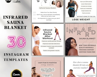 Infrared Sauna Blanket, Instagram Posts, Social Media Templates, Canva Instagram Template, Social Media Flyer, Edit in Canva, DIY Template