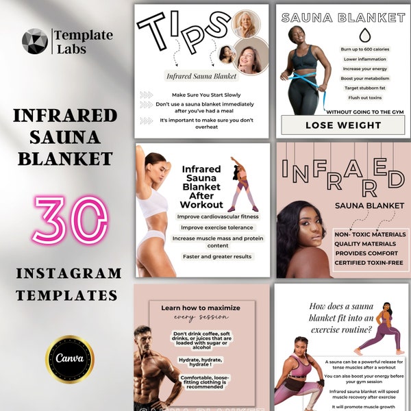 Infrared Sauna Blanket, Instagram Posts, Social Media Templates, Canva Instagram Template, Social Media Flyer, Edit in Canva, DIY Template