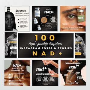 NAD+ Mallar för sociala medier, Nad+ Mallar för sociala medier, Nad Flyers, Canva Mallar, Redigerbar Canva, Marknadsföring för IV-terapi, DIY Flyers