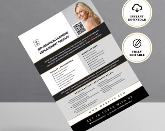 Bio-Identical Hormone Replacement Therapy, BHRT Template, Hormone Replacement Printable Flyer, Hormone Clinic, Canva Template, BHRT Flyer