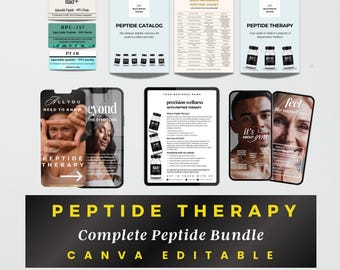 Peptide Branding Kit, Peptide Bundle, Peptide Printable, Peptide Therapy Social Media, Peptide Reels, Peptide Therapy Templates, DIY Canva