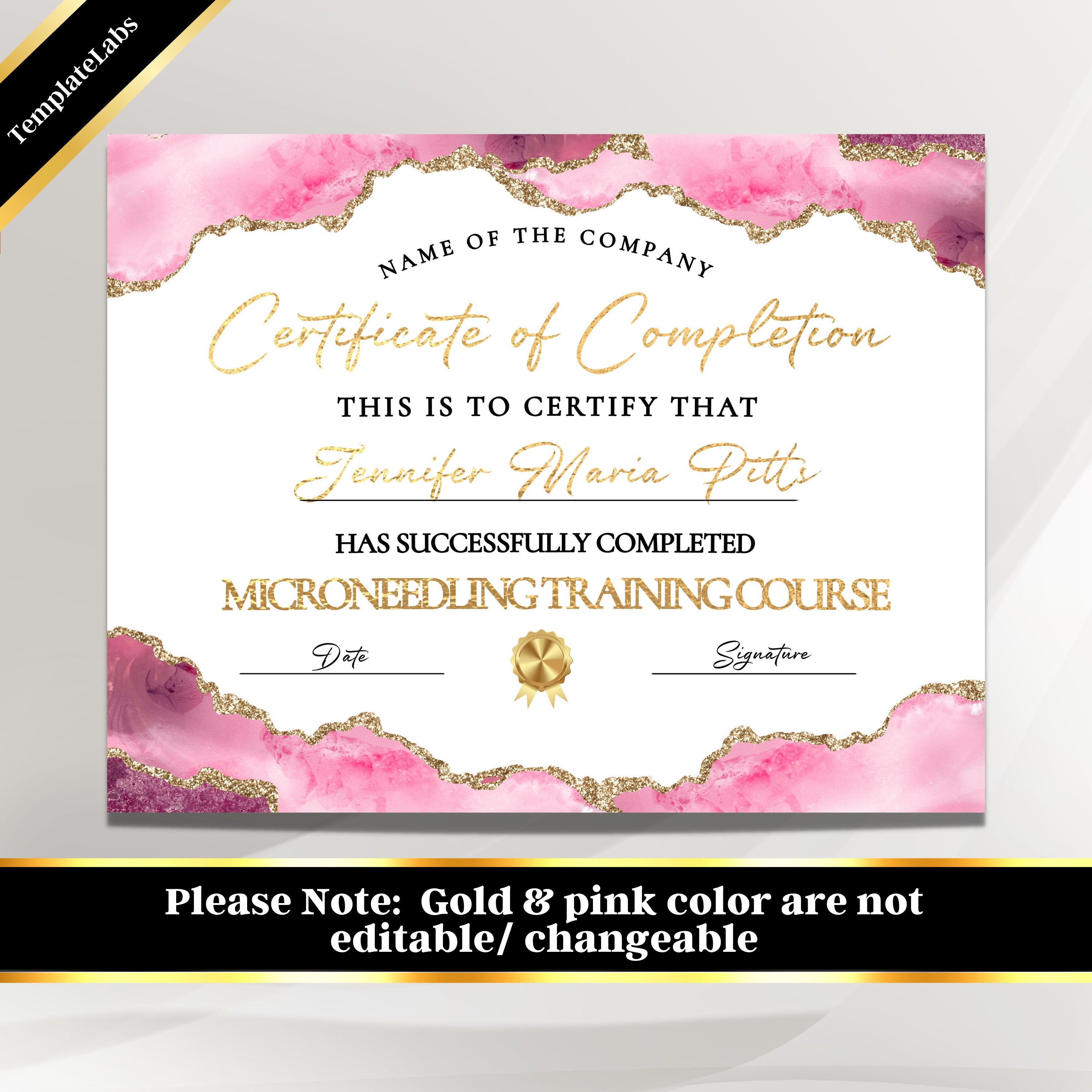 Microneedling Course Certificate Microneedling Template - Etsy