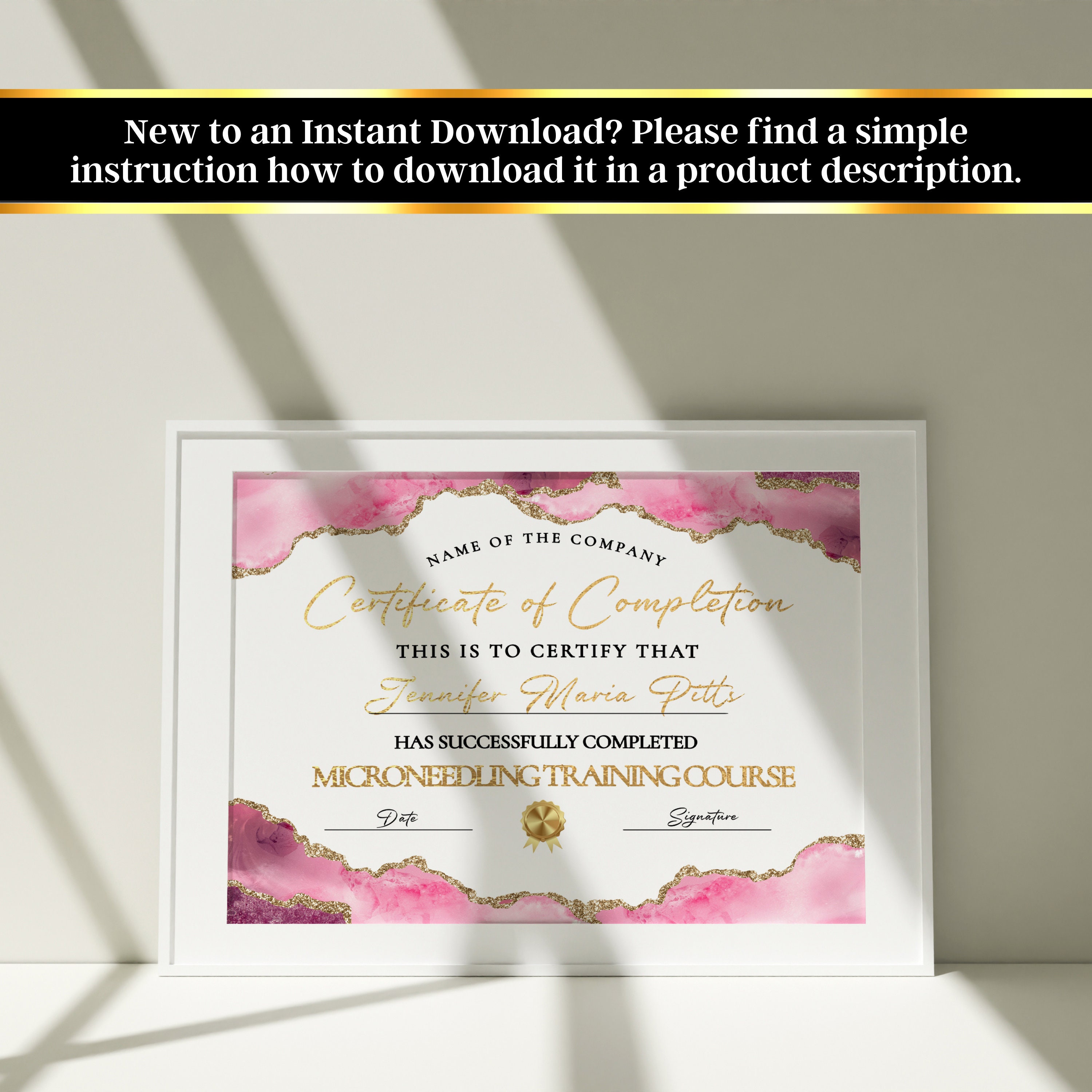 Microneedling Course Certificate, Microneedling Template, Printable Certificate, Editable ...