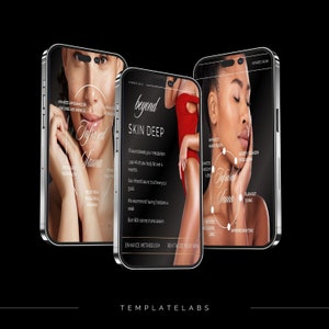 May include: A mobile phone screen displaying a graphic for an infrared sauna. The graphic features a woman in a red swimsuit and lists the benefits of using an infrared sauna, including enhanced metabolism, weight loss, improved heart health, and revitalized skin. The text "beyond skin deep" is featured in large font at the top of the screen.