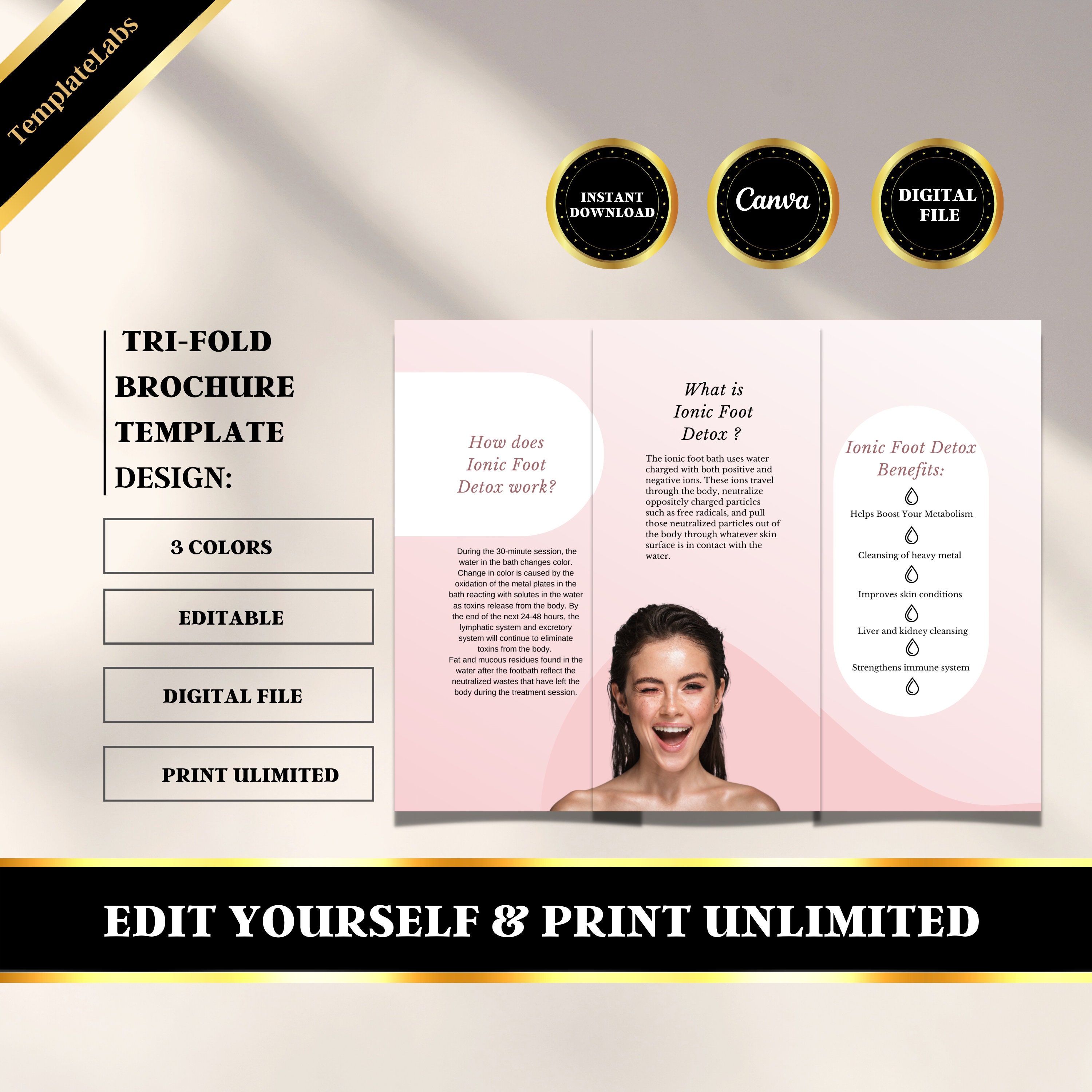 Ionic Foot Detox Brochure, Foot Detox, Ionic Foot Bath, Tri Fold ...
