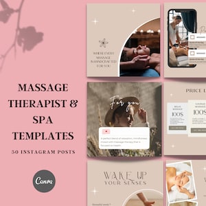 Massage Instagram Post, Massage Therapist, Massage Therapy Social Media, Spa Instagram, Canva Template, Wellness Center, Instagram Template