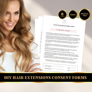 Hair Extension Consultation Forms, Hair Extension Release Form, DIY Template, Editable Consent Form Template, Hair Stylist Printables
