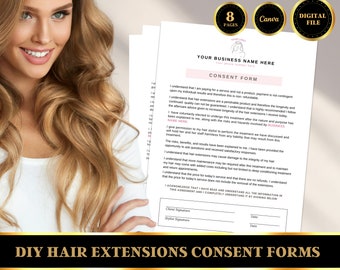 Hair Extension Consultation Forms, Hair Extension Release Form, DIY Template, Editable Consent Form Template, Hair Stylist Printables