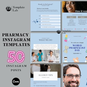 Pharmacy Template, Pharmacy Design, Instagram Template, Instagram Content, Instagram Marketing, Editable Template, Business Marketing
