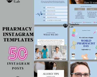 Plantilla de farmacia, diseño de farmacia, plantilla de Instagram, contenido de Instagram, marketing de Instagram, plantilla editable, marketing empresarial
