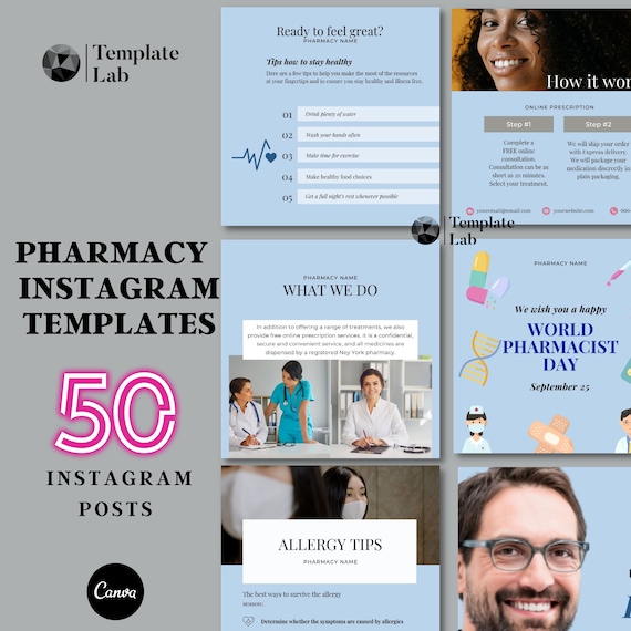 Pharmacy Template, Pharmacy Design, Instagram Template, Instagram Content, Instagram Marketing, Editable Template, Business Marketing