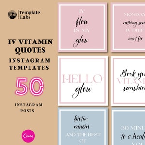 IV Hydration Social Media Templates, IV Therapy Social Media, Quote Templates Canva, Editable Template, Instagram Quote Posts, IV Infusion
