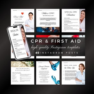 CPR-Flyer, CPR-Schulungsflyer, Cpr-Ausbilder, Erste Hilfe und CPR, Instagram-Beiträge, bearbeitbare Canva-Vorlagen, bearbeiten in Canva, Diy-Vorlagen