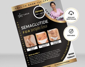 Weight Loss Clinic Flyer, Weight Loss Clinic, Printable Flyer, Editable Canva Template, Weight Loss Marketing, 2 sizes, DIY Flyer